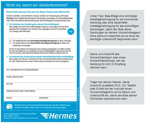 hermes abstellgenehmigung widerrufen|Dauerhafter WunschAblageort .